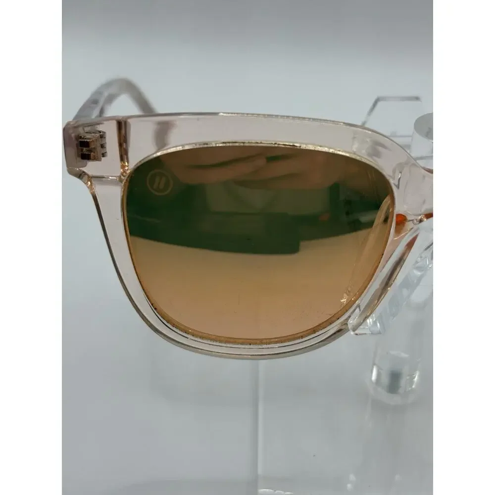 Blenders Gemstone Sunglasses Pink Transparent Mirrored Square Women